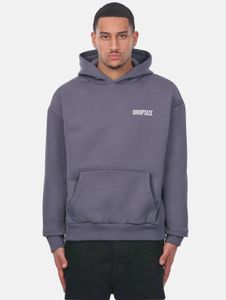 lässiger Dropsize Herren Hoodie Rippbündchen Kapuze mit Baumwolle Grau