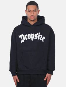 bequemer Dropsize Herren Hoodie Reißverschluss mit Baumwolle Schwarz
