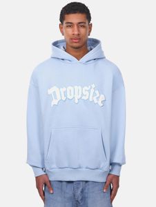 lässiger Dropsize Herren Hoodie Rippbündchen Kapuze mit Baumwolle Hell-Blau