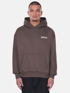 Comfortable drop-size men's hoodie made of cotton, brown