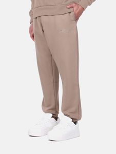 Jeans da uomo eleganti, vestibilità ampia, orli a coste, cotone, beige.