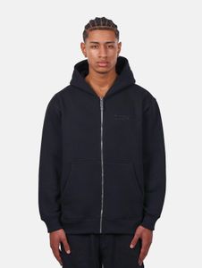 Sweat à capuche homme doux, coupe ajustée, fermeture éclair et poignets côtelés, en coton noir