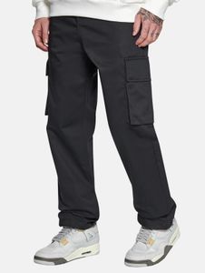 Pantalones vaqueros casuales de corte holgado para hombre con cordón ajustable y bolsillos, color negro.