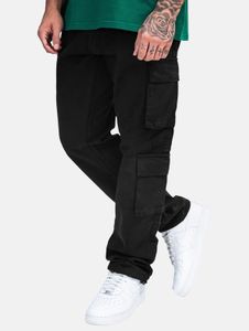 Jeans da uomo casual a gamba corta con tasche con cerniera, in cotone, neri