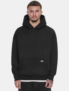 Sudadera con capucha suave para hombre, 360 g/m², algodón, negra.