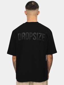 sporty drop-size men's T-shirt with cotton, black