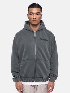 Comfortable drop-size men's hoodie with zipper pockets, cotton, anthracite