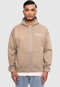 Sweat à capuche zippé pour homme, coupe moderne, en coton beige