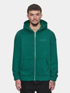 Sweat à capuche zippé pour homme, coupe ample, en coton vert
