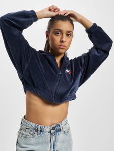Sweat à capuche Tommy Jeans Soft pour femme, grande capuche, cordon de serrage, coton, bleu