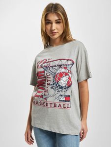 T-shirt Tommy Jeans pour femme, style sportif, en coton gris