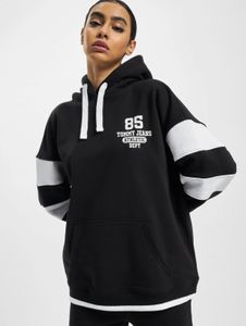 weicher Tommy Jeans Damen Hoodie Kordelzug Rippbündchen mit Baumwolle Schwarz