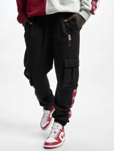 Jean Ecko Unltd. pour homme, confortable, en coton noir, avec cordon de serrage et fermeture Velcro.