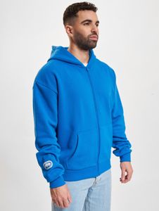 Sweat à capuche Ecko Unltd. confortable pour homme, avec fermeture éclair et poignets côtelés, en coton bleu.