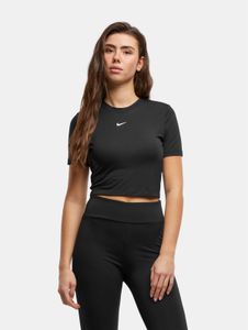 T-shirt sport NIKE pour femme, coupe slim stretch, noir et blanc