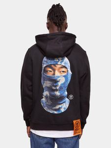 weicher Forgotten Faces Herren Hoodie Kordelzug Rippbündchen 460 g/m² mit Baumwolle Schwarz