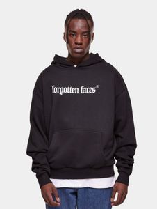 Sweat à capuche Forgotten Faces pour homme, coupe oversize, 460 g/m², coton, noir.