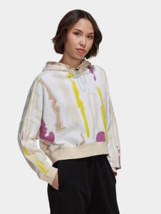 Sweat à capuche adidas confortable pour femme, avec grande capuche, doublure en coton, blanc/multicolore