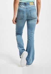 Vaqueros de mujer Modern Denim Project, corte recto, bolsillos con cremallera, algodón azul.