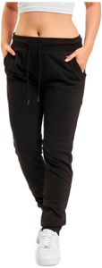 Pantalon décontracté Just Rhyse pour femme, en coton noir, avec poches