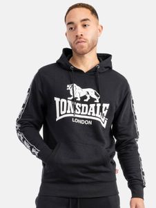 modernes Lonsdale London Herren Sweatshirt Kapuze mit Baumwolle Schwarz/Weiß