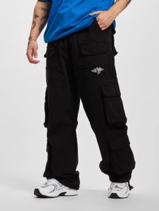 Comfortable Lost Youth men's jeans with stretch, drawstring, and pockets, made of cotton, black.