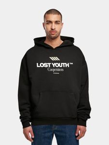 Sweat à capuche Lost Youth pour homme, confortable, avec grande capuche, poignets côtelés, coton 460 g/m², noir