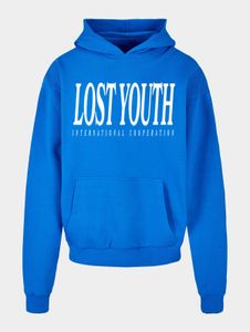 Felpa con cappuccio casual da uomo Lost Youth, taglia grande, 460 g/m² di cotone, blu