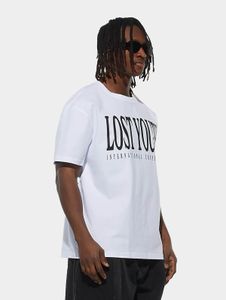 T-shirt casual da uomo Lost Youth, oversize, 240 g/m², cotone, bianca