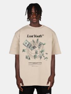 T-shirt oversize homme Casual Lost Youth, 240 g/m², coton, beige