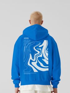 Felpa con cappuccio oversize da uomo Lost Youth, morbida, 460 g/m², in cotone, blu