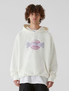 Felpa casual da uomo Lost Youth con polsini e cappuccio a coste, cotone 460 g/m², bianca