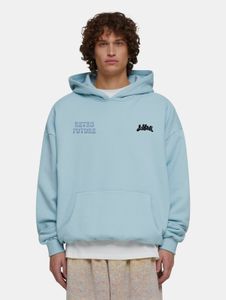 Modern Lost Youth men's hoodie with ribbed cuffs and hood, 460 g/m² cotton, light blue