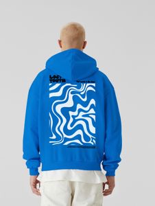 Felpa con cappuccio da uomo Lost Youth, morbida, con polsini e cappuccio a coste, 460 g/m², cotone, blu