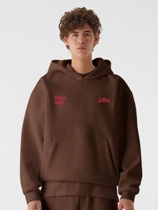 weicher Lost Youth Herren Hoodie Rippbündchen Kapuze 330 g/m² mit Baumwolle Braun