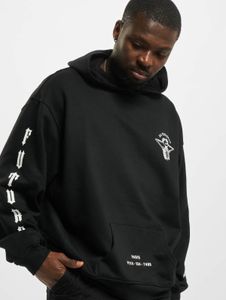 Modern Sixth June men's hoodie with drawstring, ribbed knit, black