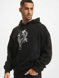 Casual MJ GONZALES men's hoodie, large hood, ribbed cuffs, 460 g/m² cotton, black