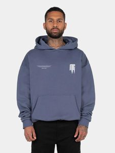 Felpa con cappuccio da uomo moderna MJ Gonzales, cappuccio grande, polsini a coste, cotone 460 g/m², blu