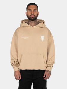 Modern MJ GONZALES men's hoodie with ribbed cuffs and hood, 460 g/m² cotton, beige