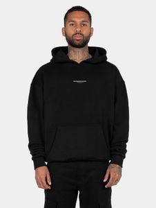 Felpa con cappuccio casual da uomo MJ Gonzales, polsini a coste, vestibilità oversize, 460 g/m², cotone, nera