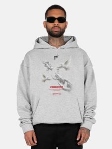 Sweat à capuche oversize confortable MJ Gonzales pour homme, 460 g/m², 100 % coton, gris