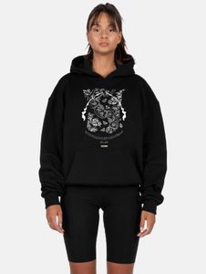 Sweat à capuche décontracté MJ GONZALES pour femme, 460 g/m², coton, noir