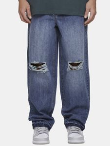 Jeans da uomo MJ Gonzales alla moda, con cerniera, vestibilità oversize, in cotone, blu