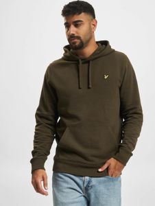 Casual Lyle & Scott men's hoodie with drawstring and ribbed cuffs, cotton, khaki