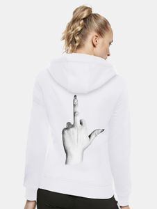 Comfortable Miss Tee women's hoodie with ribbed cuffs and hood, 300 g/m² cotton, white