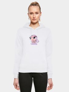moderner Miss Tee Damen Hoodie Rippbündchen Kapuze 300 g/m² mit Baumwolle Weiß