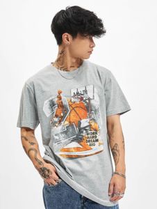 Camiseta deportiva Mister Tee para hombre, 180 g/m², de algodón gris.