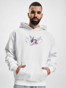 lässiger Mister Tee Herren Hoodie Rippbündchen Kapuze 460 g/m² mit Baumwolle Weiß