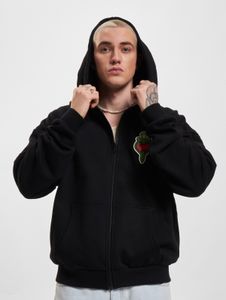 Sweat à capuche Modern Mister Tee pour homme, grande capuche zippée, 100% coton, noir