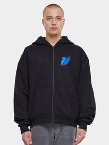 Casual Mister Tee men's hoodie, large hood, zip-up, 460 g/m², cotton, black